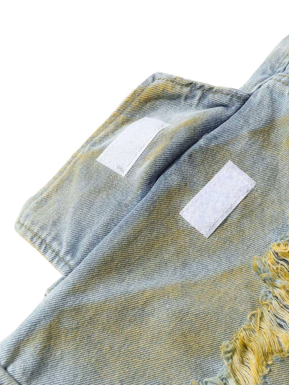 Distressed Tie-Dye Denim Shorts
