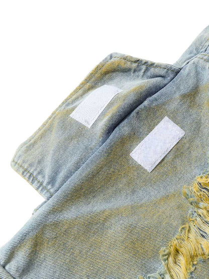 Distressed Tie-Dye Denim Shorts