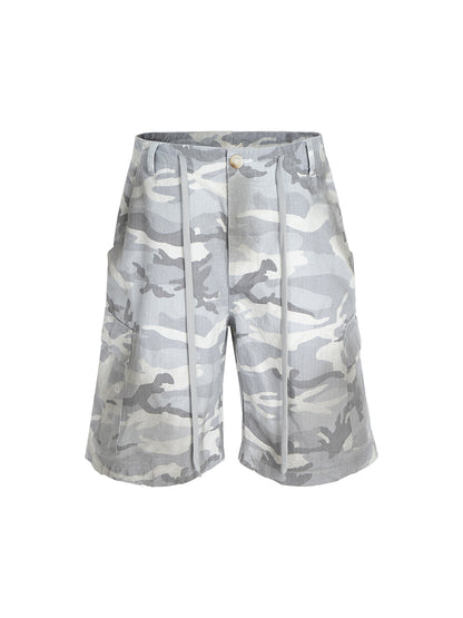 Drawstring Camouflage Cargo Shorts