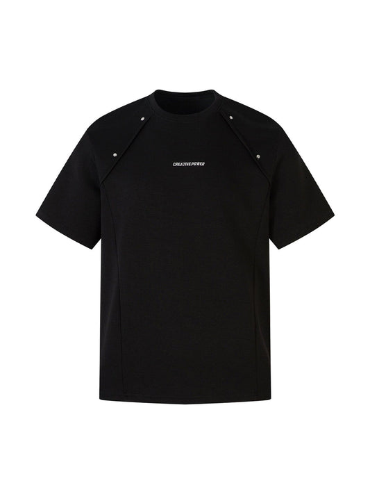 Retro Rivet Letter Embroidered T-shirt
