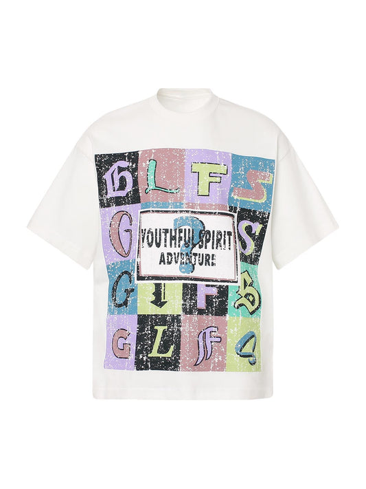 Letter Graphic Crew-Neck T-Shirt