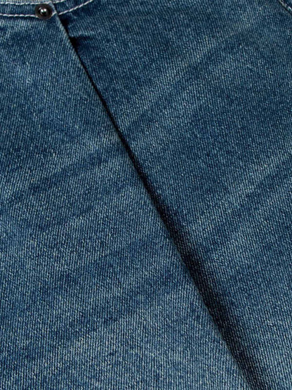 Washed Distressed Double Pleat Jeans