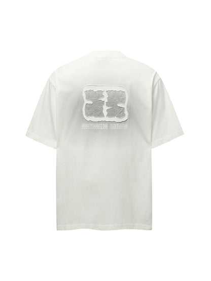 Washed  Patch Embroidery T-shirt