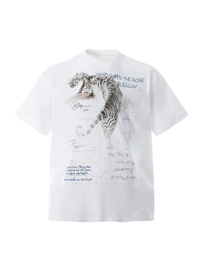 White Tiger Print T-Shirt