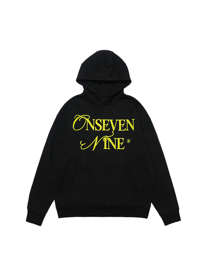 Basic Letter Print Fleece Hoodie