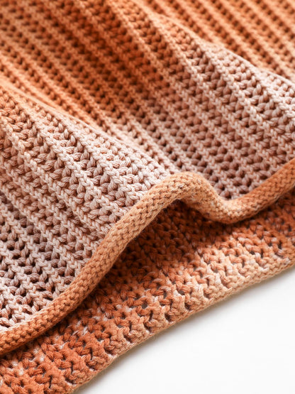 Gradient Ombre Knit  Crew Neck Sweater