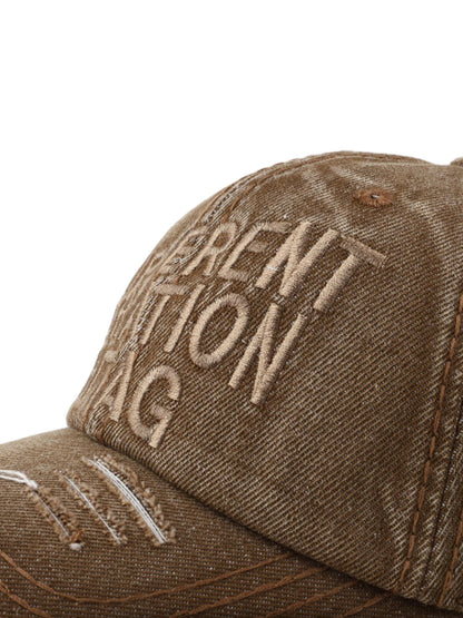 Washed "DIFFERENT GENERATION" Denim Baseball Cap