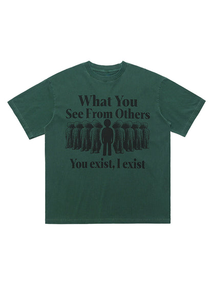 Street Retro Portrait Letter Print T-Shirt
