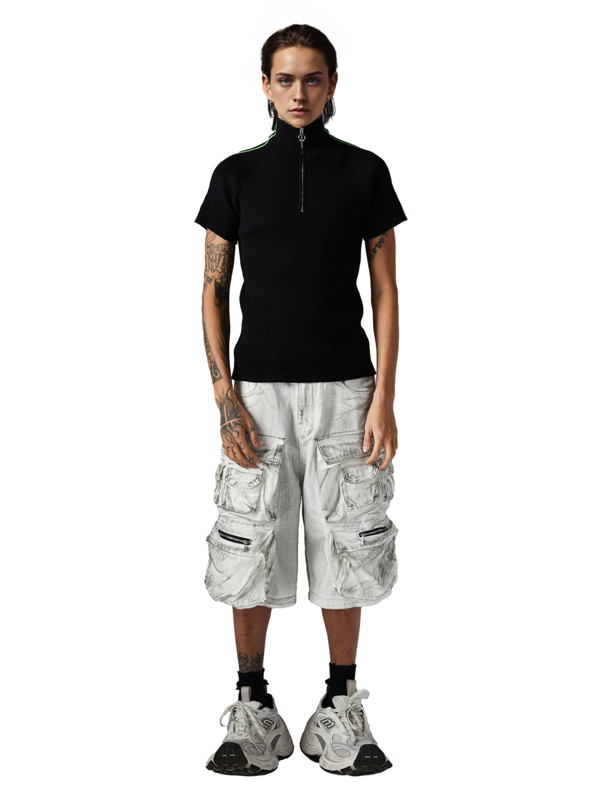 Distressed Multi-Pocket Cargo Shorts