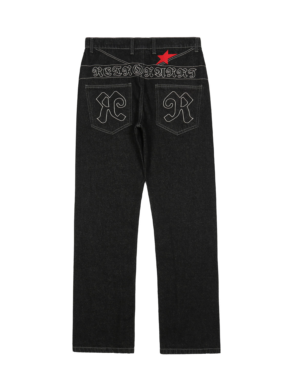Dark Gothic Embroidered Star Straight Jeans