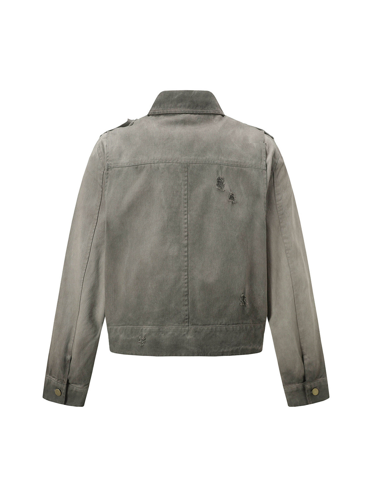 Distressed Irregular Zip Up Denim Jacket