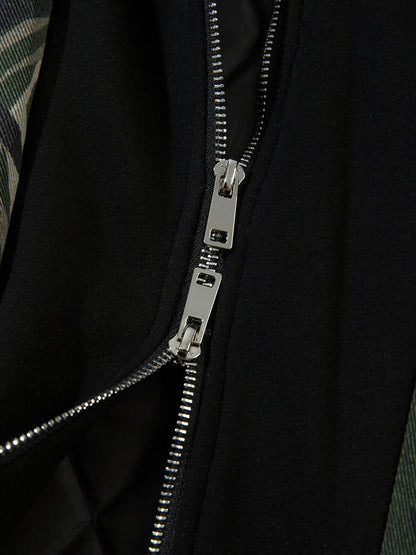 Thesupermade Camouflage Faux Two-piece Hooded Fleece Jacket Tracksuit - 2331