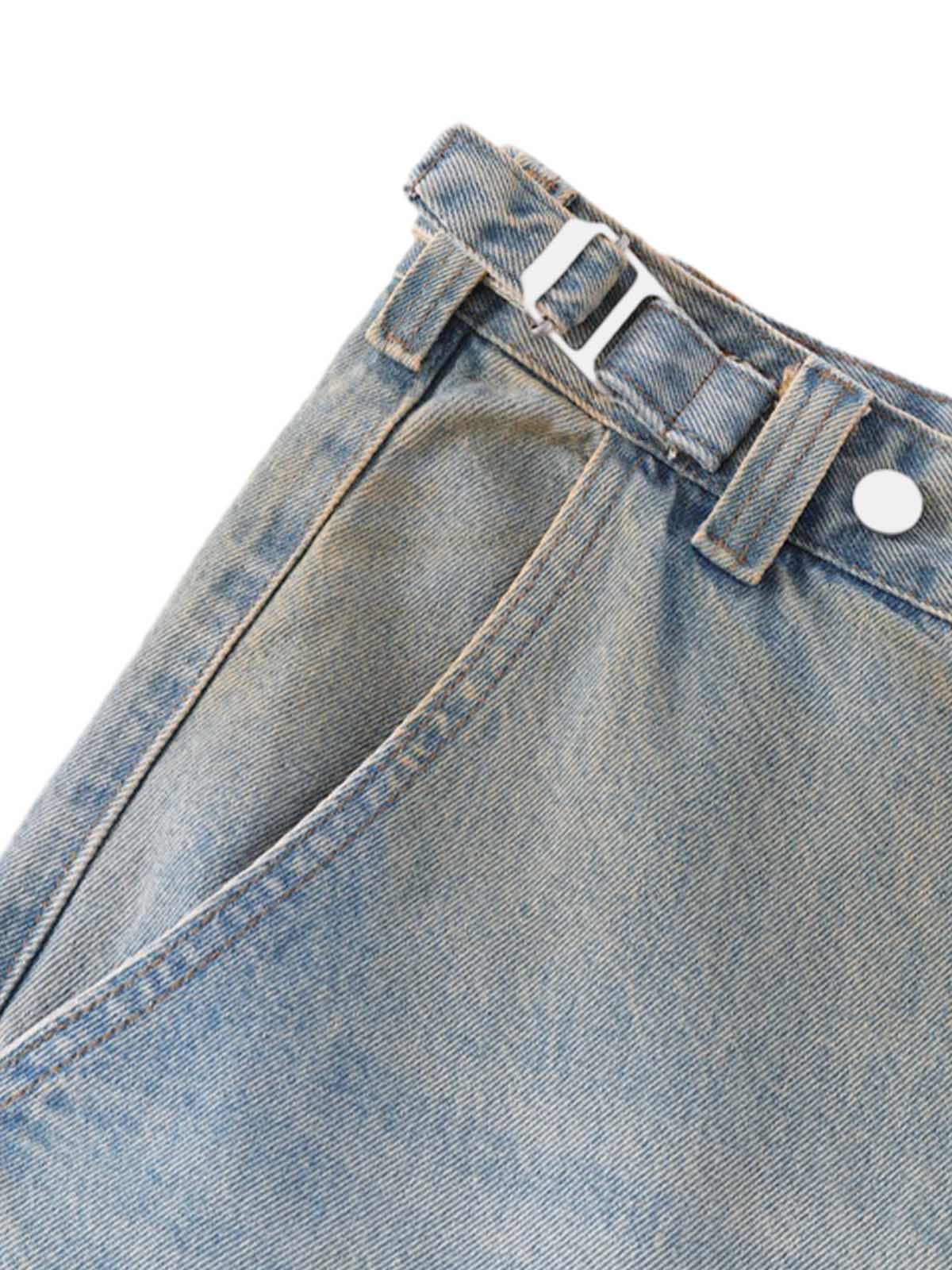 Distressed Washed Detachable Jeans
