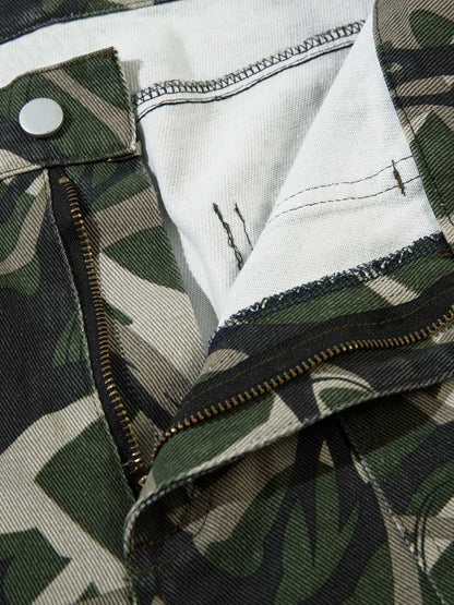 Thesupermade Camouflage Faux Two-piece Hooded Fleece Jacket Tracksuit - 2331