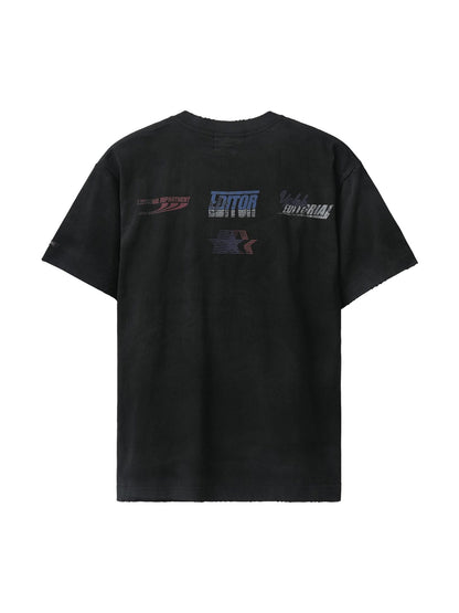 Thesupermade Dirty Wash Heavy Print Street Rap T-Shirt - 2392