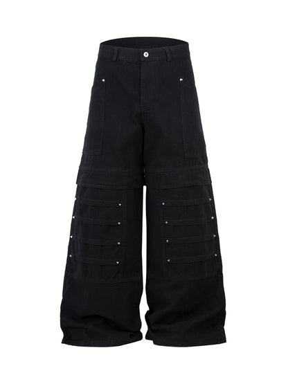 Deconstructed Split Rivet Cargo Jeans