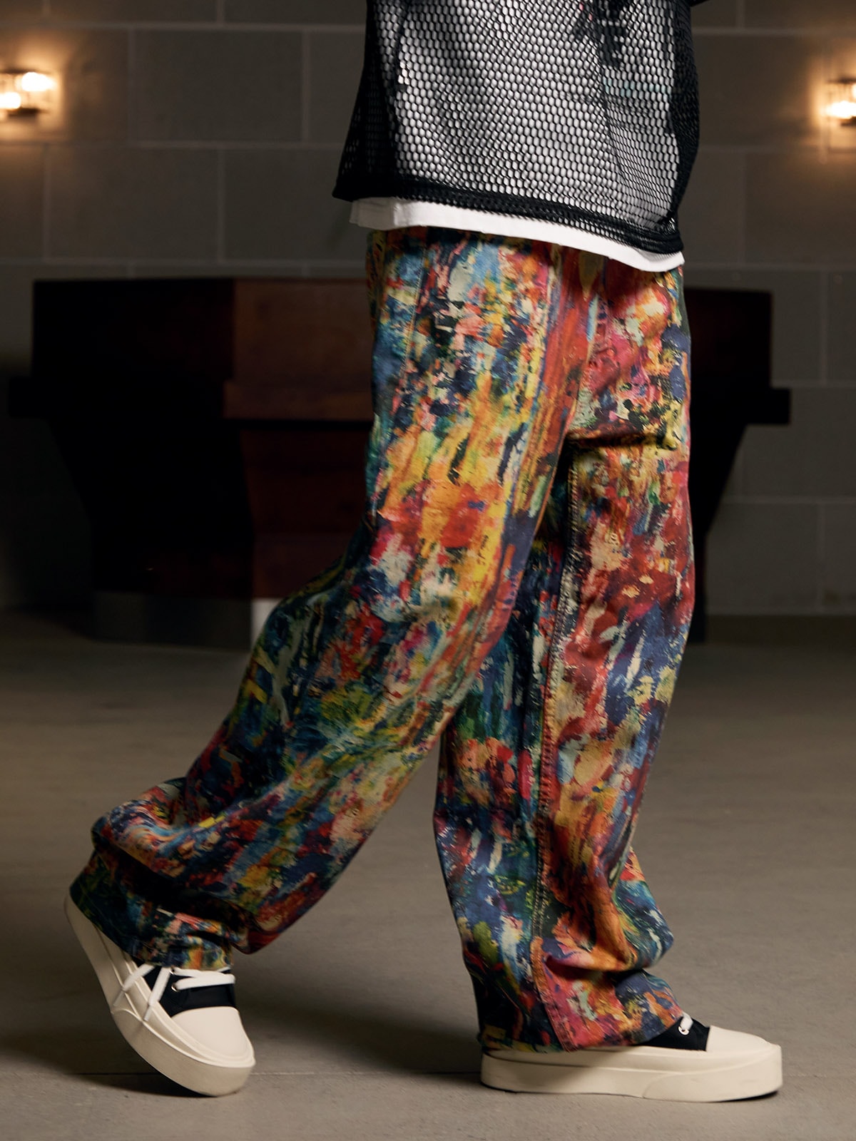 Street Oil Painting Color Straight Jeans - 2348
