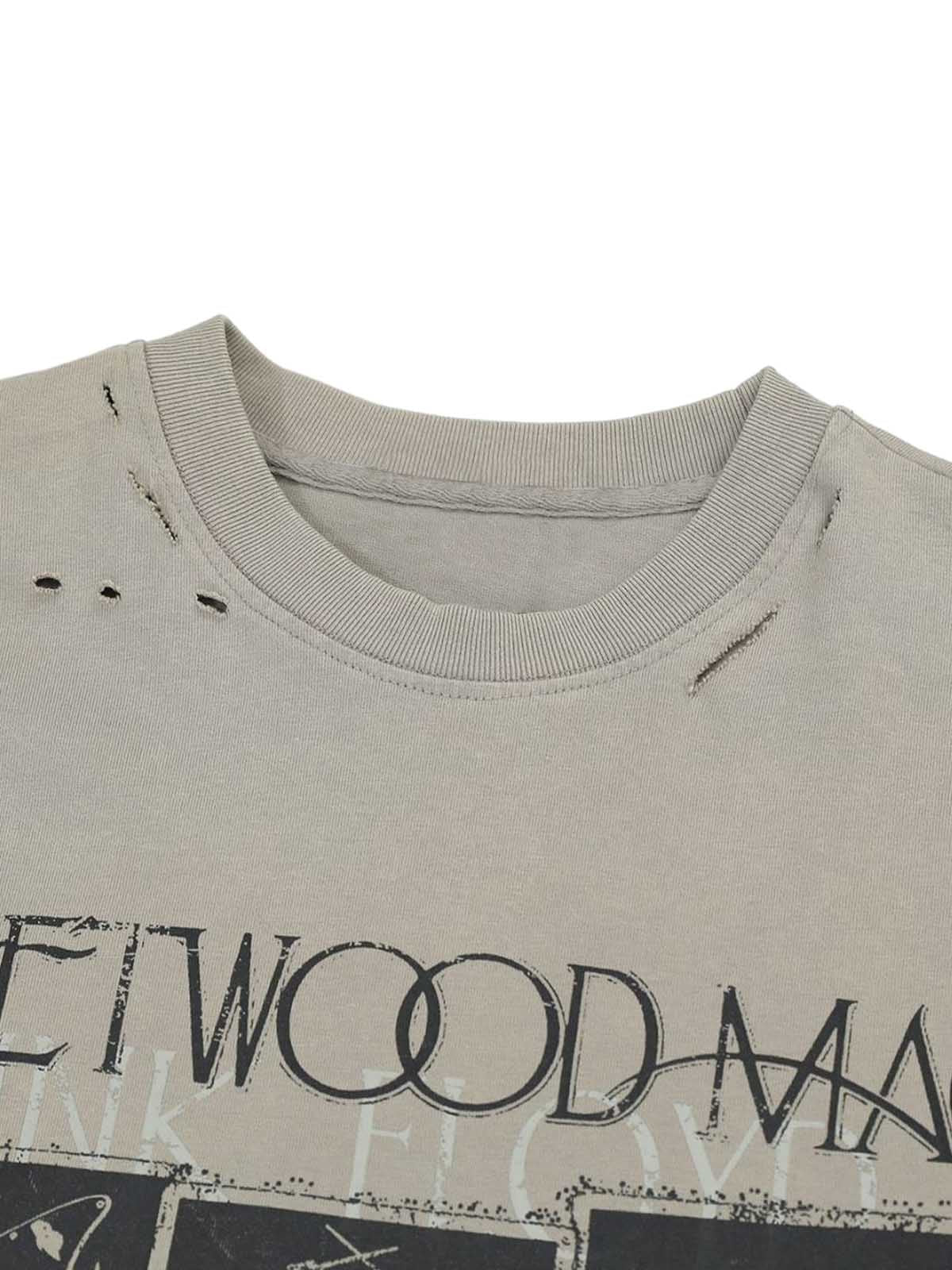 Distressed Camouflage Faux Two-Piece Graphic T-Shirt