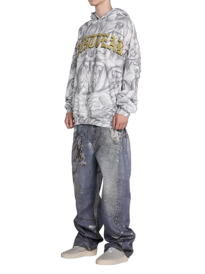 Thesupermade Street Hand-painted Zip Up Hoodie