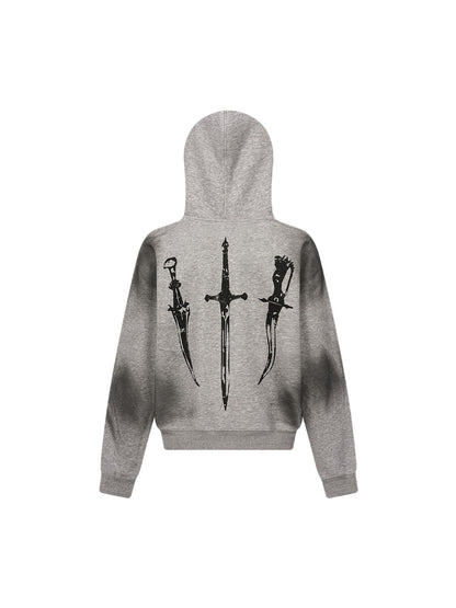 Thesupermade Wasteland Style Cardigan Zip UP Fur Hooded Jacket - 2279