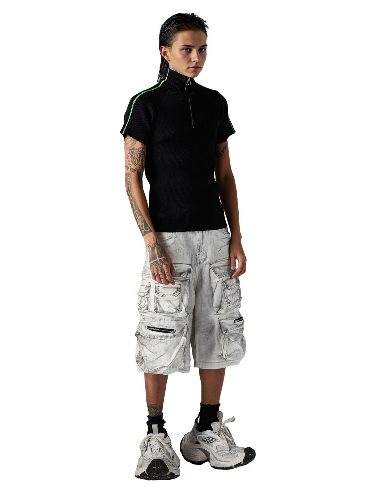 Distressed Multi-Pocket Cargo Shorts