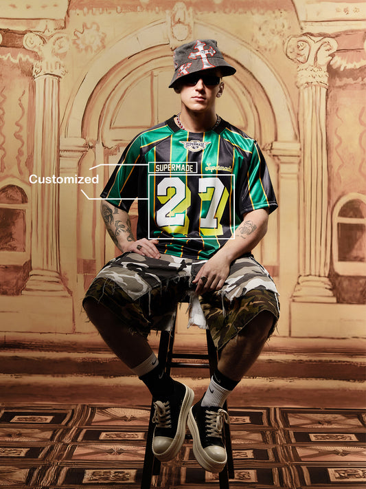 Original Retro Striped Spliced Sports Jersey T-Shirt