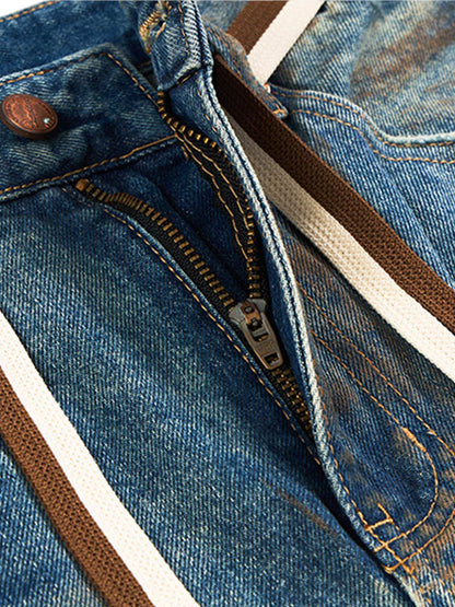 Retro Ink-Splashed Ripped Jeans