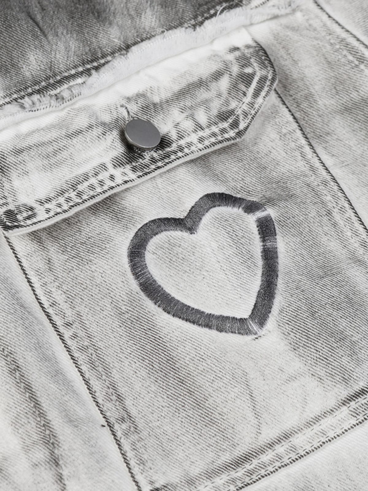 Distressed Denim Embroidery Jacket