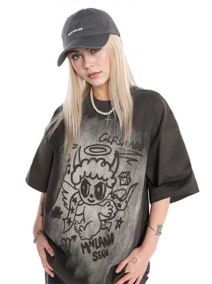 Oversized Angel Graphic T-Shirt