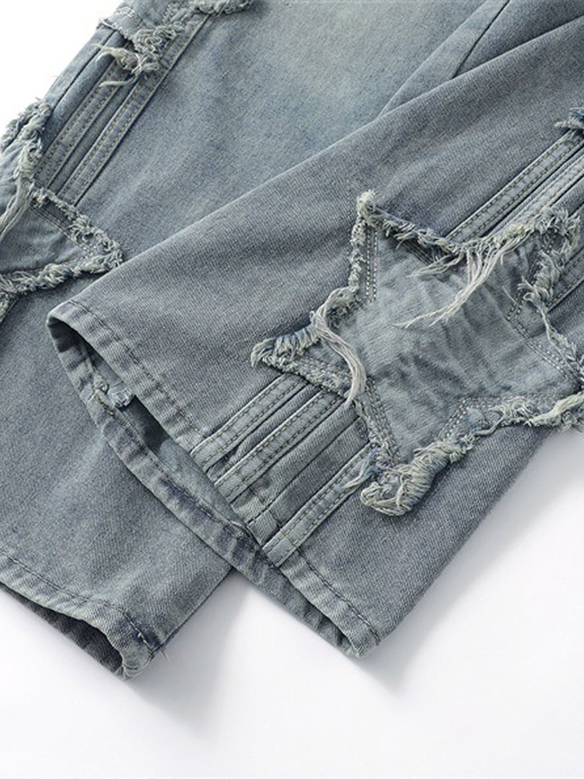 Distressed Raw Edge Baggy Jeans