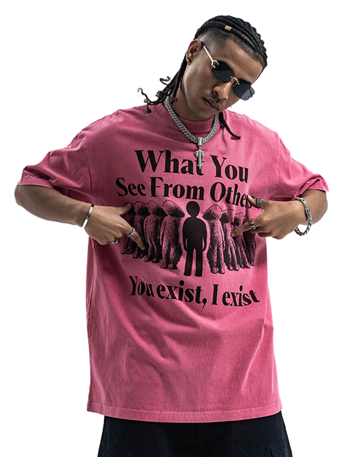 Street Retro Portrait Letter Print T-Shirt