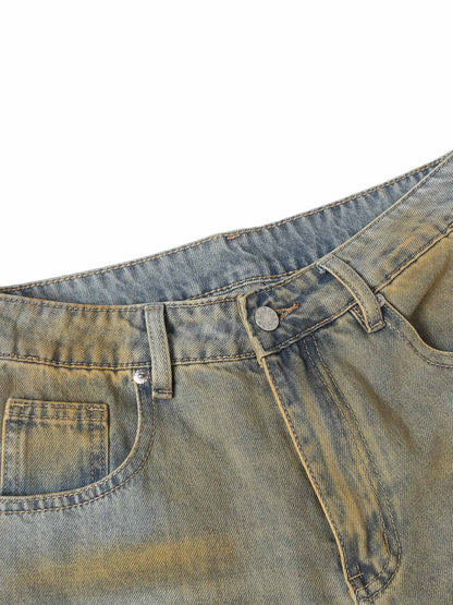 Street Wash Spray Paint Denim Jorts
