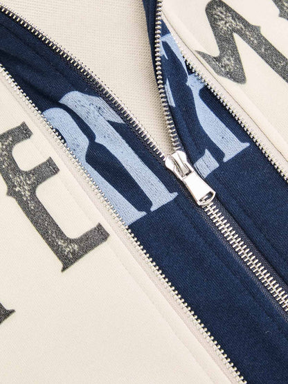 Original Contrast Color Zip Up Hoodie