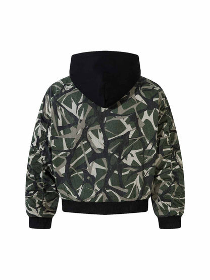 Thesupermade Camouflage Faux Two-piece Hooded Fleece Jacket Tracksuit - 2331