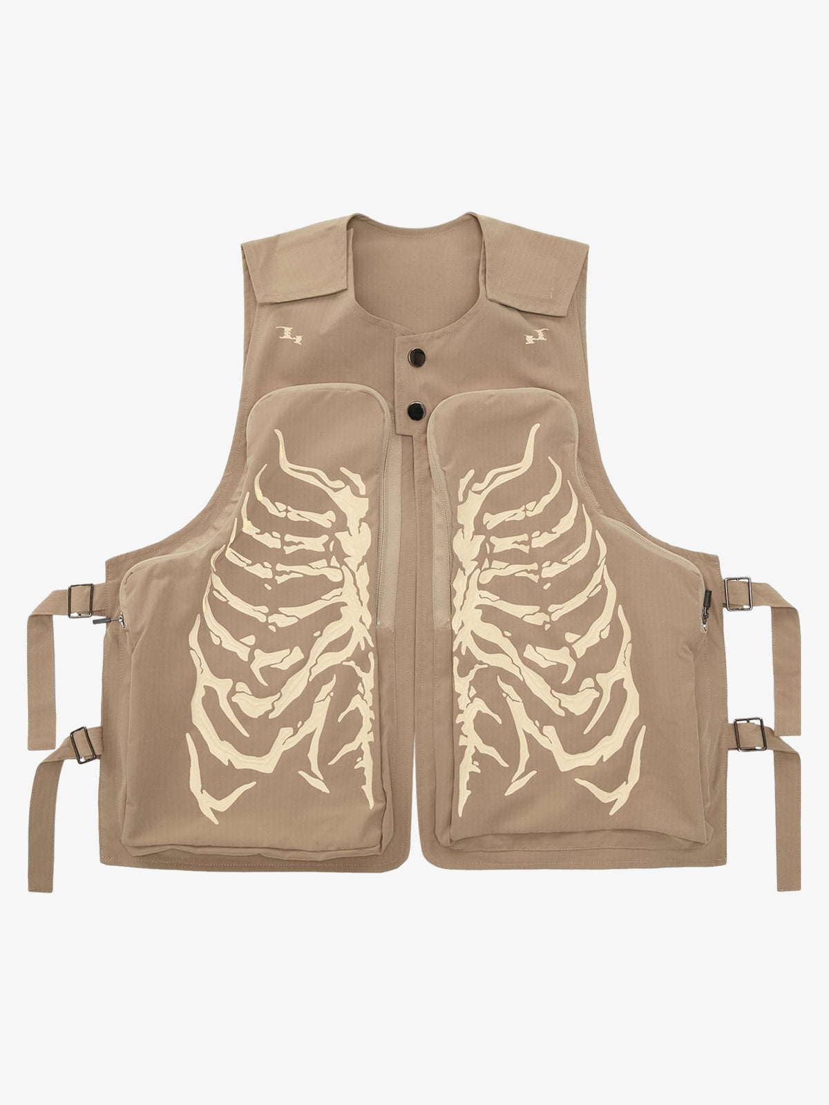 Thesupermade Skeleton Print Padded Cargo Vest -1201