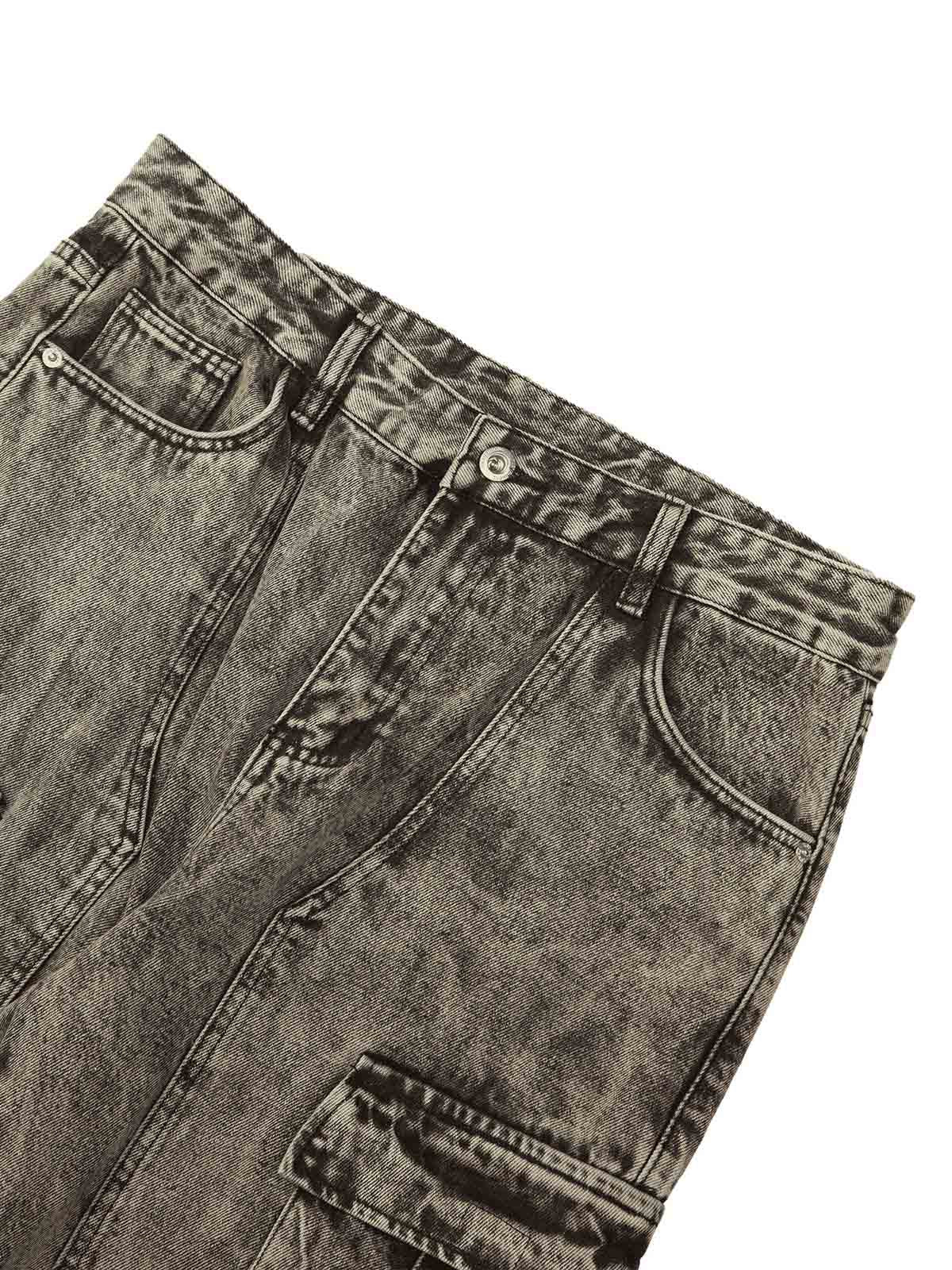 Thesupermade American Street Style Washed Distressed Work Jeans - 2354