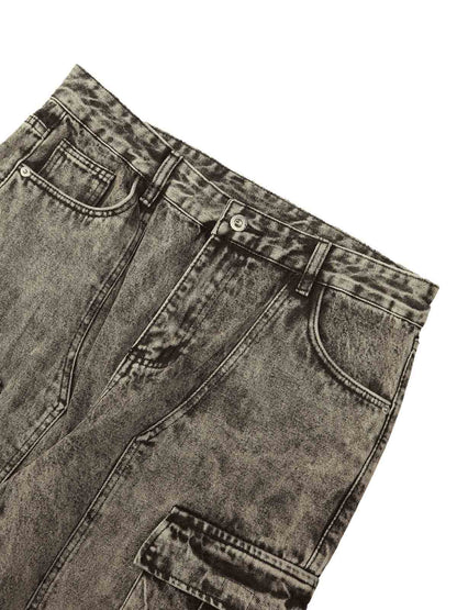Thesupermade American Street Style Washed Distressed Work Jeans - 2354