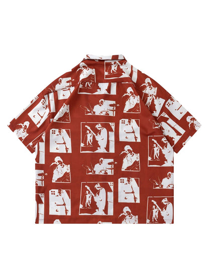 Thesupermade Portrait Pattern Short-sleeved Shirt