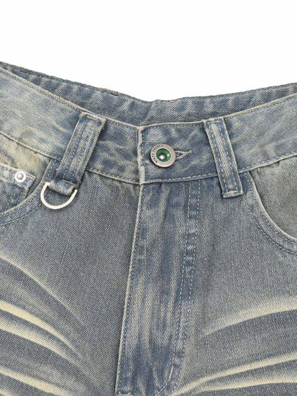 Thesupermade Washed Denim Hip-Hop Shorts - 2372